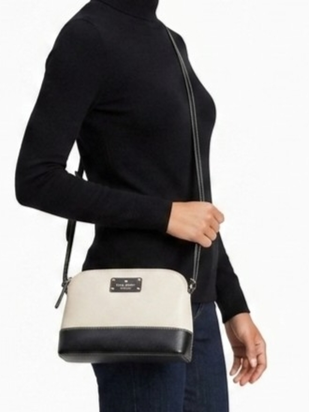 Kate Spade Wellesley Small Rachelle Crossbody Bag Cream Black Colorblock Leather